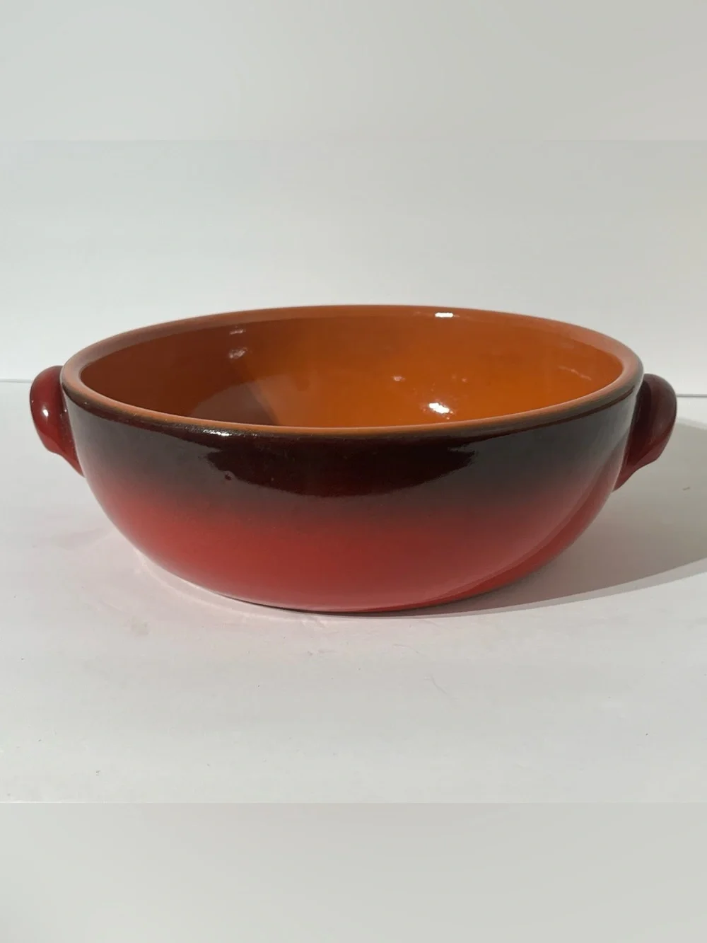 Vintage DE SILVA Italy Red Glazed Terracotta Double Handled Casserole Dish/Bowl